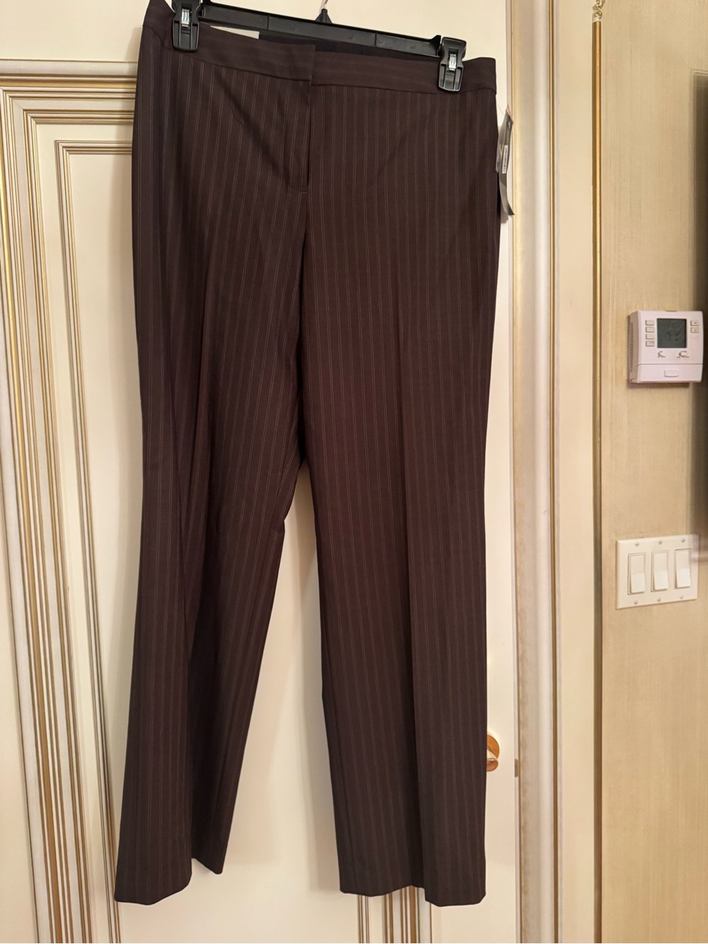 Women’s Brown Pinstripe Dress Pants - Classic Tailored Fit